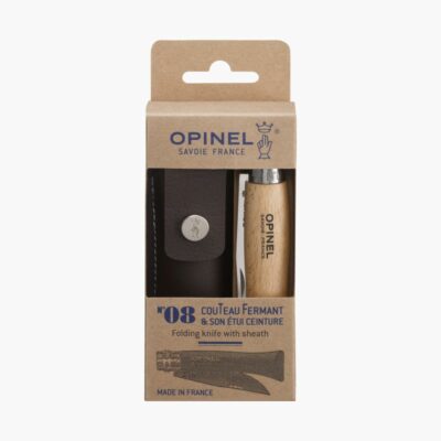 法國OPINEL-NO8不鏽鋼折刀/櫸木刀柄 新皮套組合 OPI_001089